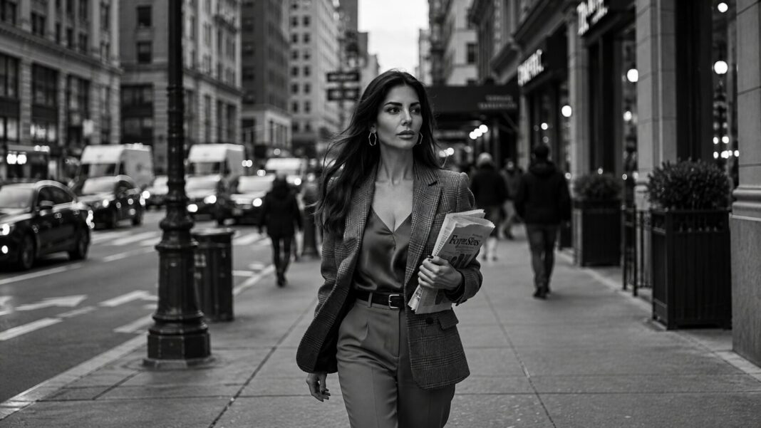 Donna elegante sulla strada urbana